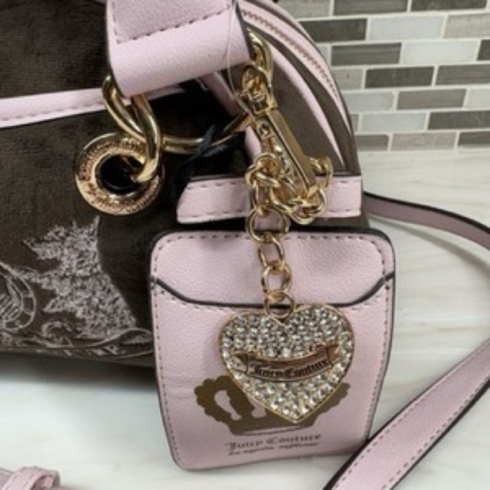 Juicy Couture Pink and Brown Satchel with Gold Accents - Picture 3 of 7